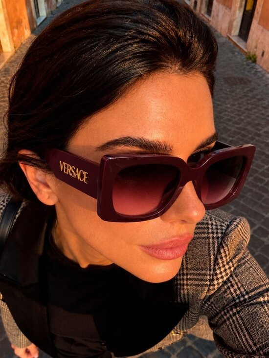 Versace Accessories - Versace VE4496U 551520 Sunglasses Burgundy Square Frame, Pink to Violet Lenses